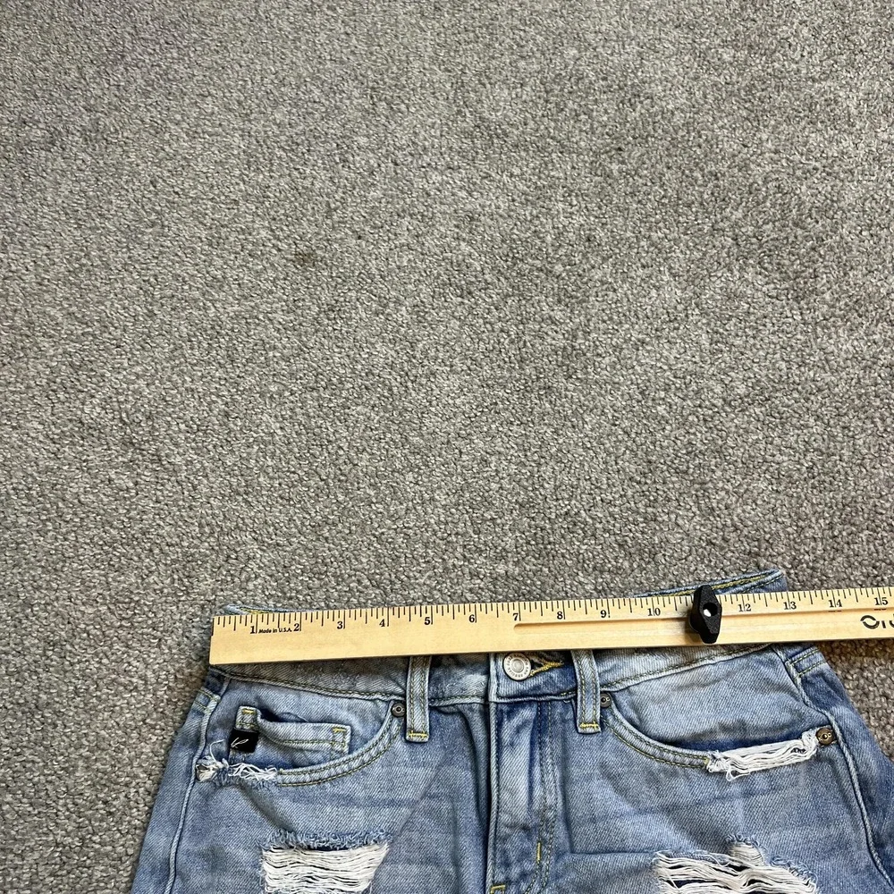 KanCan Denim Jean‎ Shorts Womens 1/24 Blue Distressed Ripped Frayed Hem Cutoff
